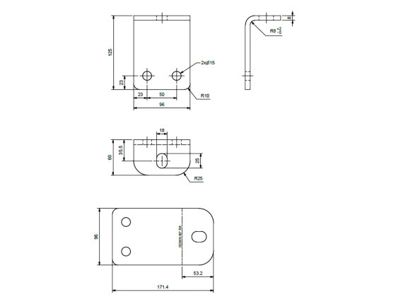 Konsol Scania 125x60x96x8mm - CC:50mm Varmgalvaniseret