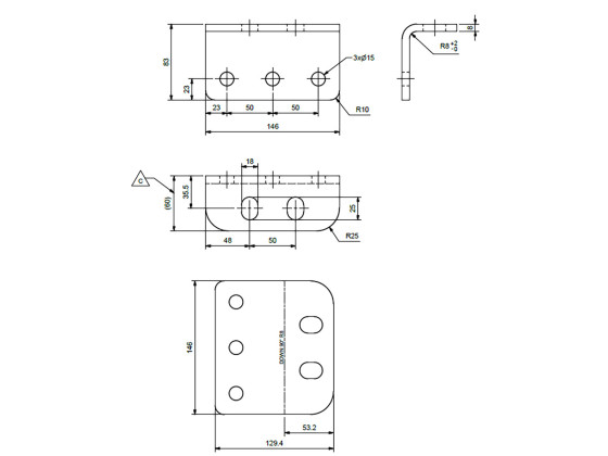 Konsol Scania 83x60x146x8mm - CC:50mm Varmgalvaniseret
