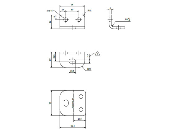 Konsol Scania 53x60x96x8mm - CC:50mm Varmgalvaniseret