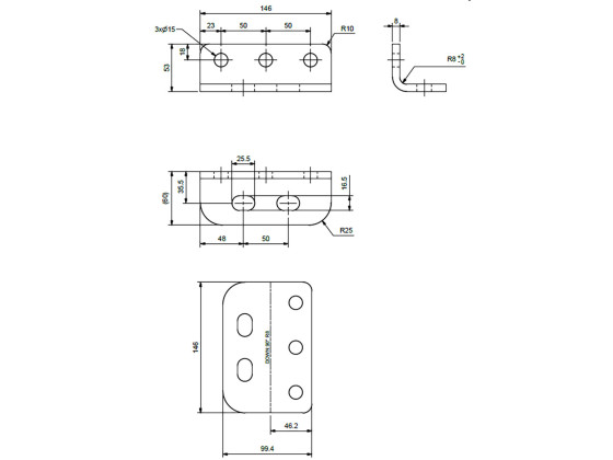 Konsol Scania 53x60x146x8mm - CC:50mm Varmgalvaniseret