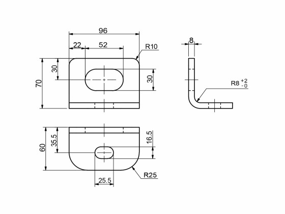 Konsol Scania 70x60x96x8mm, rå