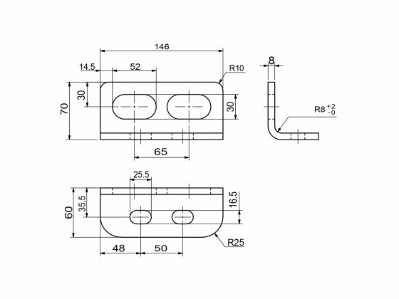 Konsol Scania 70x60x146x8mm, rå - CC:50/65mm