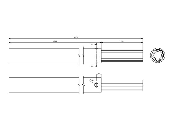 Alu.stakeforl.ø62/1300 u/Bevola&nr-mærke