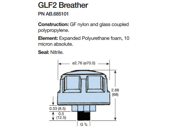 Åndefilter for GLF Filter - Reservedel til filter 572030, 572031, 572032, 572034 og 574050 - Parker AB685101