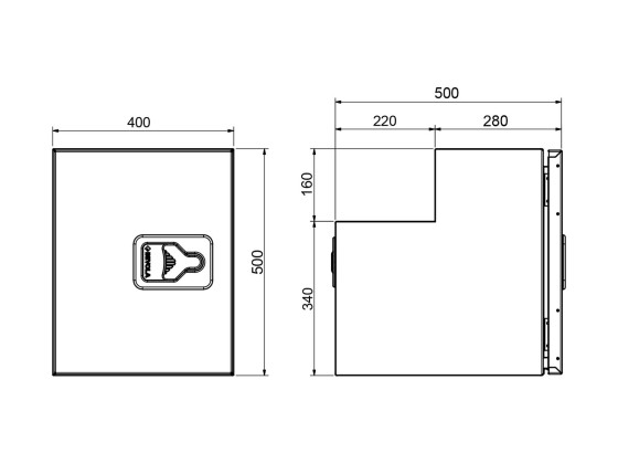 BevoBox Mix venstrehængt 400x500/340x500/280mm