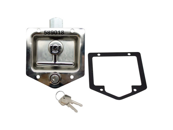 Dørlås m/T-håndtag, f/indbygning, rustfri - 01314600