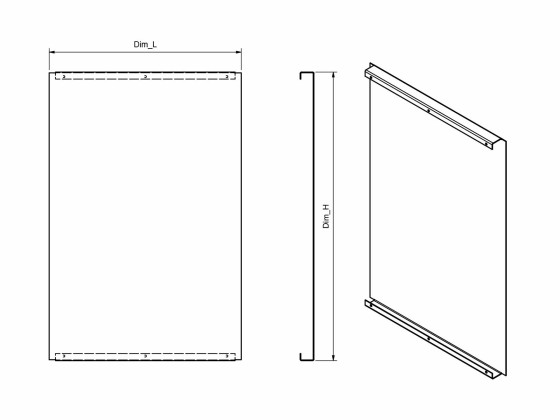 Sideværns inddækning glat - Rustfri blank  - H: 600mm - L: 1000mm