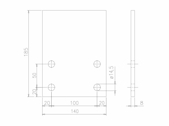 Konsolplade 4 huls grundet - cc=50 mm til Scania R fra 02.05
