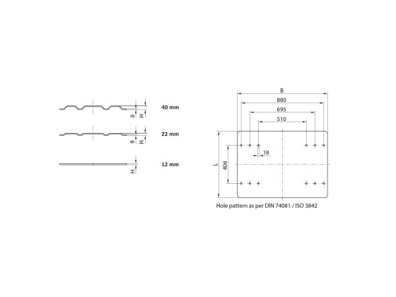 Monteringsplade for skammel 12mm Scania - Jost MPL01010135AA