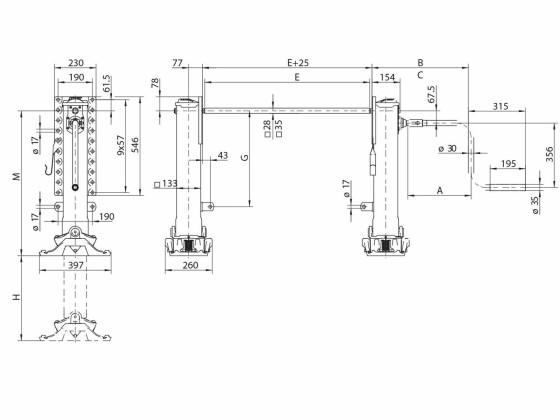 Støtteben Modul B MH 850 H520 Venstre