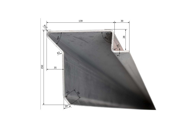 Ladkantprofil 4mm/28mm, 7m. rå