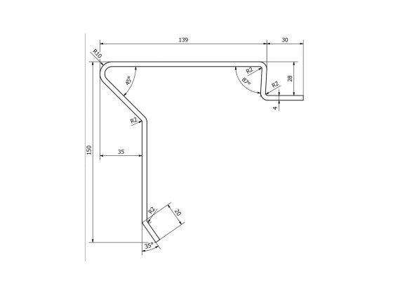 Ladkantprofil 4mm/28mm, 7m. rå