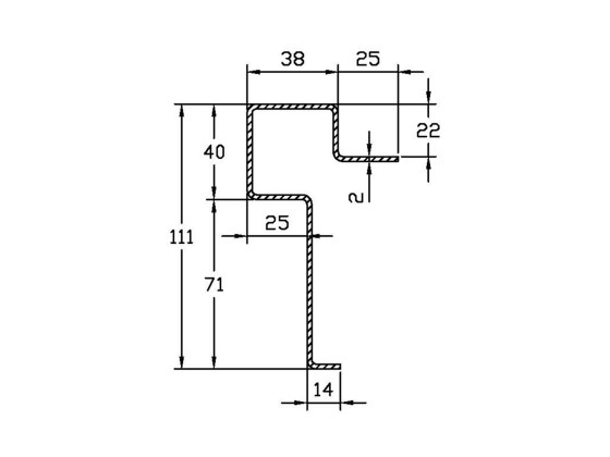 Ladkantprof.22mm 4.250mm spec - 61214