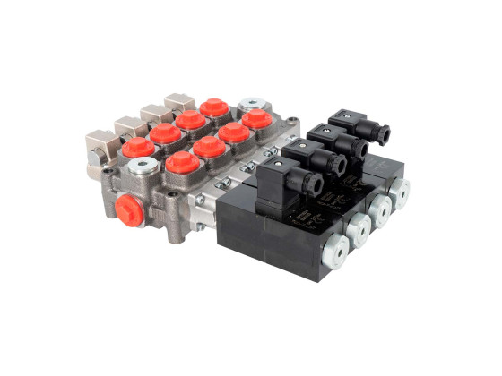 Monoblok, manøvreventil, QM 45 /3E/3E/3E/3E/24V, 4 sektioner,