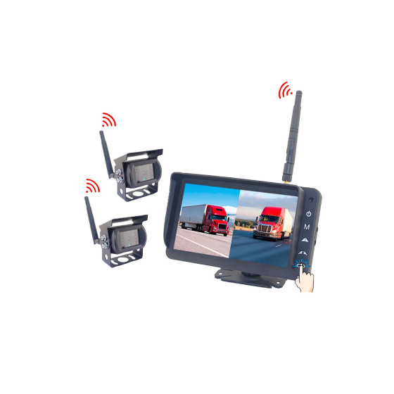 Bevocam 7" skærm/2 kamera  AHD trådløs touchbetjening u/lukker - CM-718MDW-HD+AC-301MDW-HD