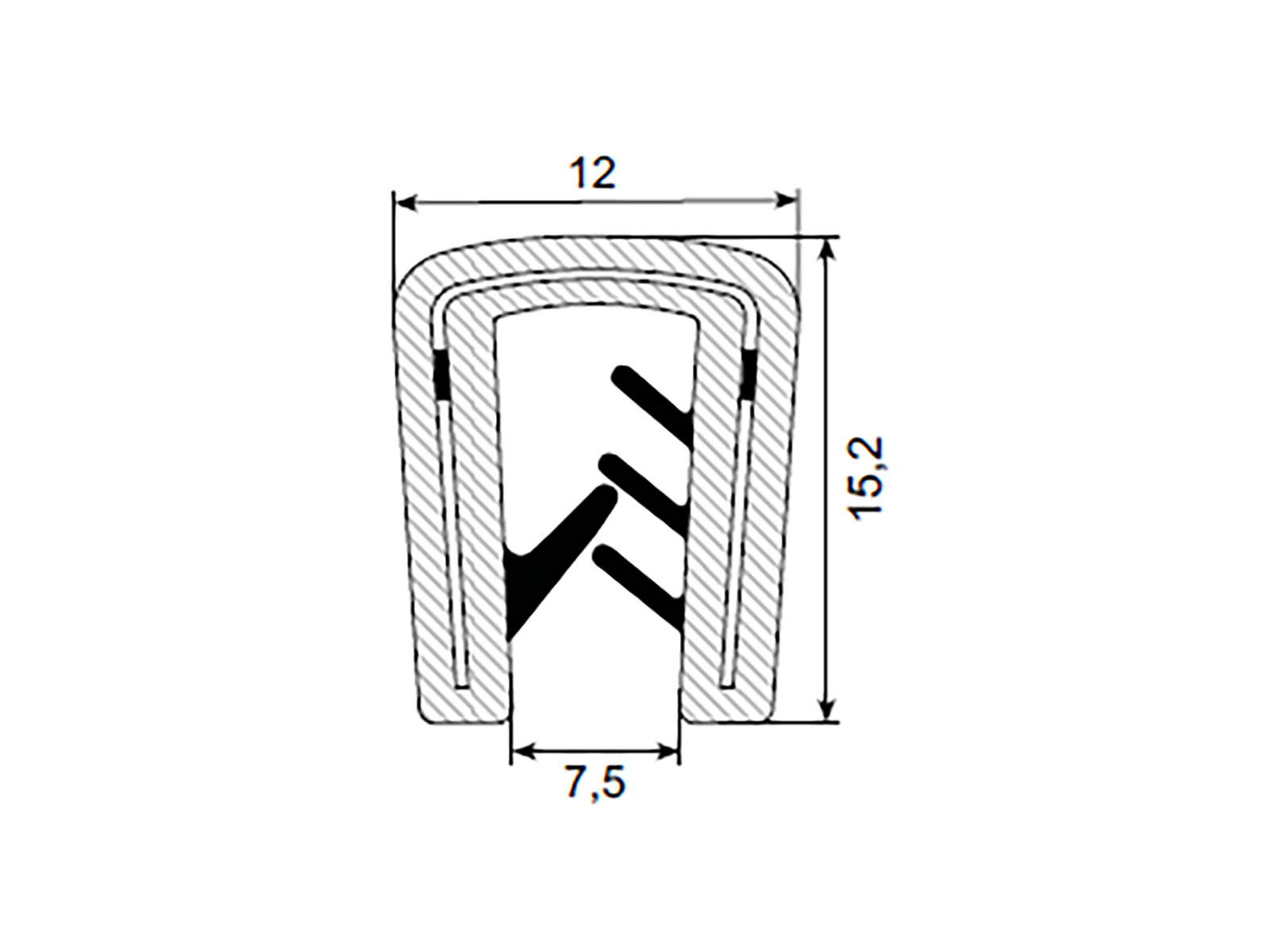 Kantliste med indsats i rustfrit stål - 33.414SS304
