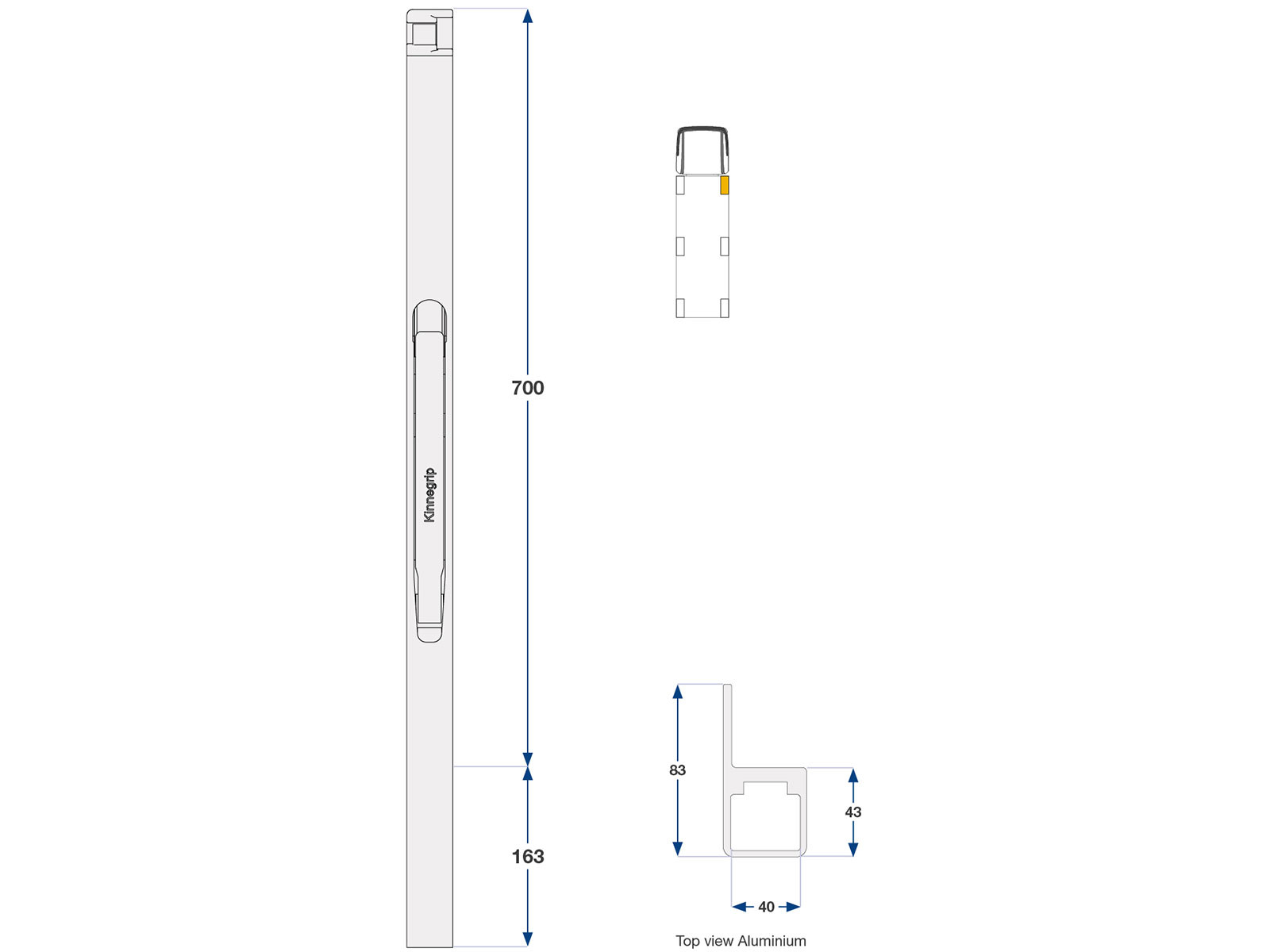 Forstolpe alu 700mm K30 høyre