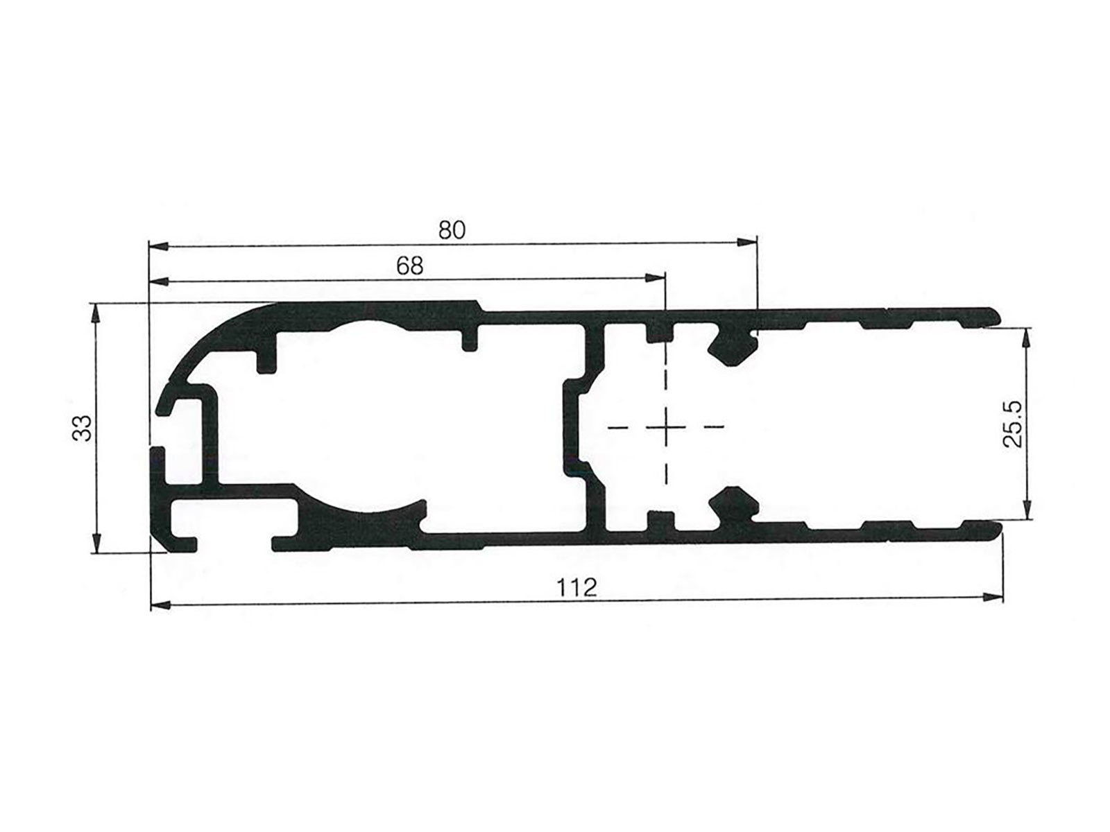 Dørprofil rå, f/gummi 5340mm, indv 25,5mm (hængsel)
