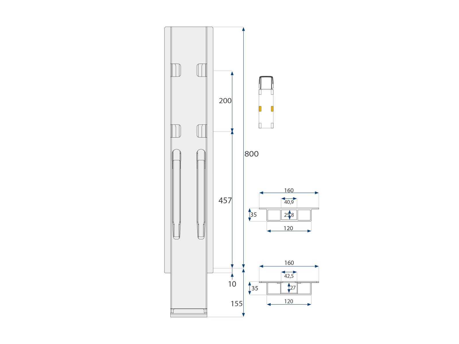 Sidestolpe K20 800mm microgalv