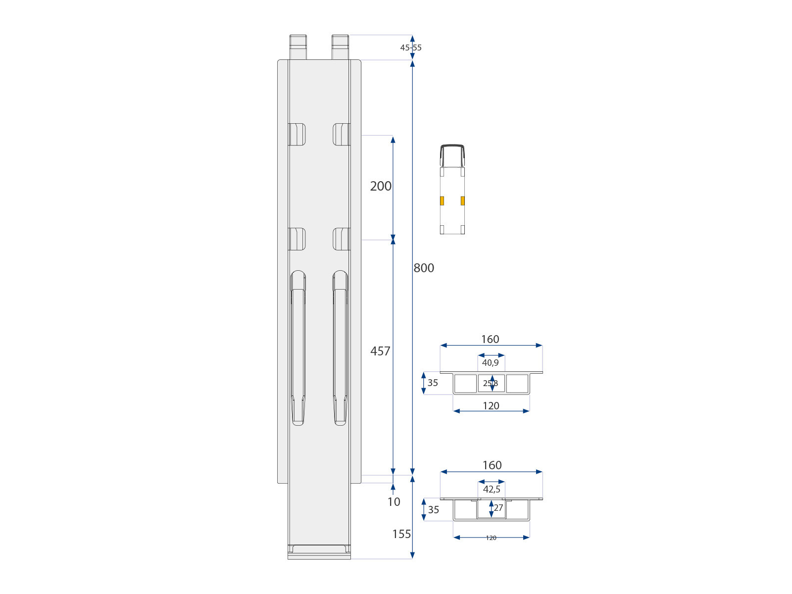Sidestolpe K20 800mm microgalv Kinnetop