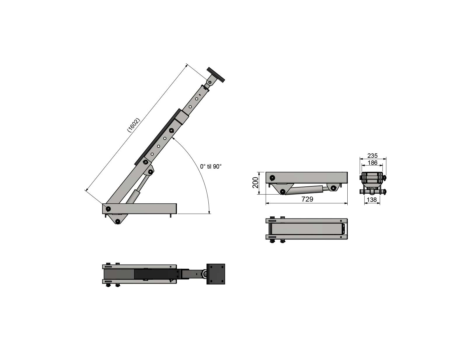 Hydraulisk - Bådstøtte. - Rustfrit teleskop.