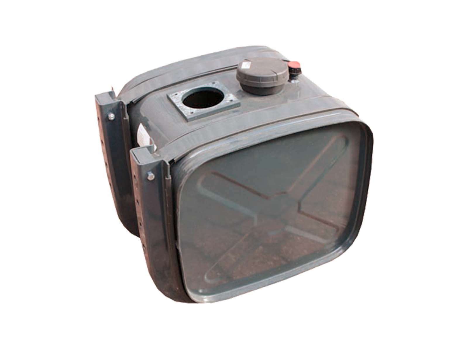 Hydrauliktank 80L - 500x400x450mm - 2xophæng, 2xtankbånd samt gummi for do - Tankdæksel og målepind - Primet, grå RAL7021