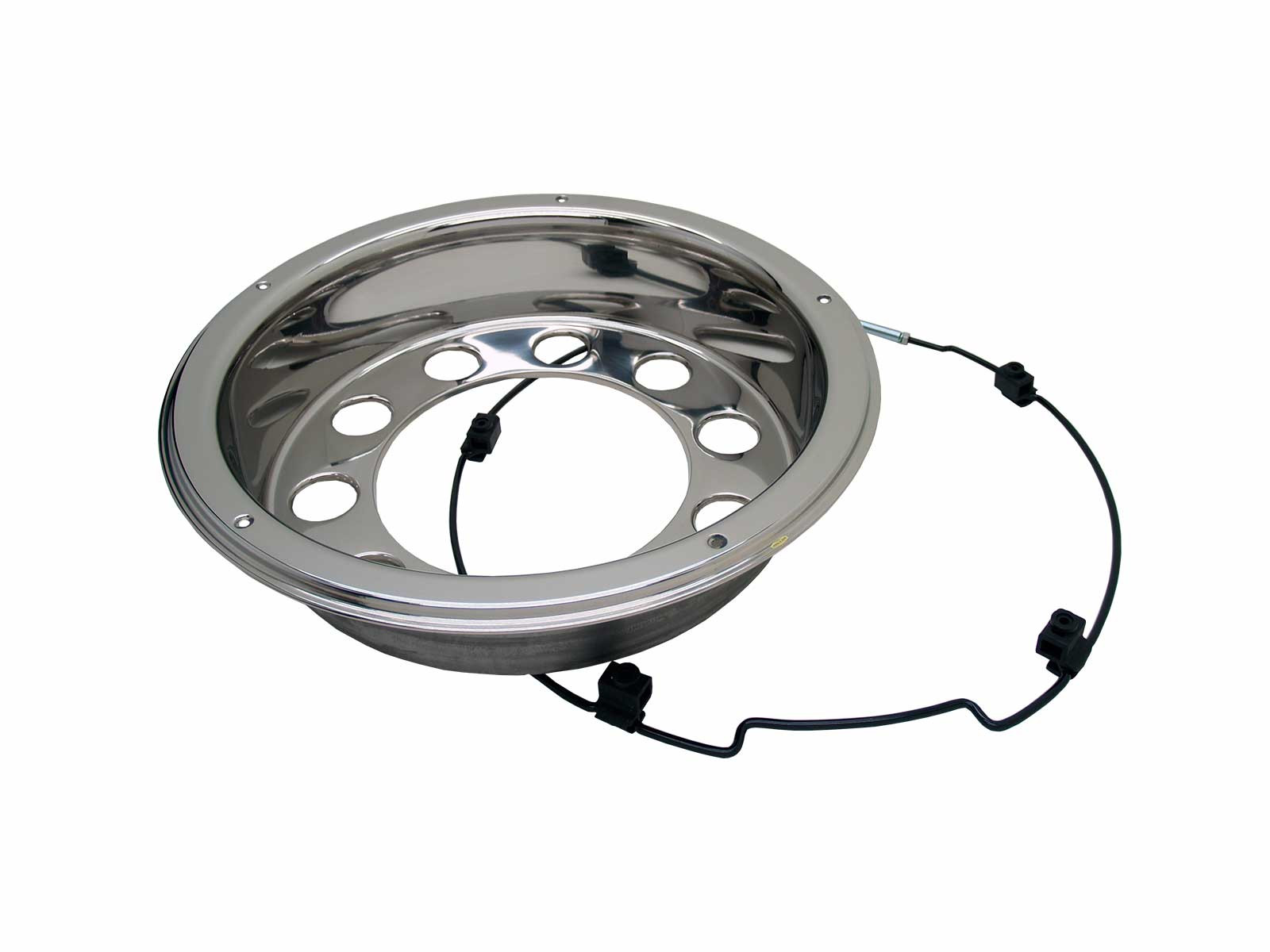 Bagkapsel, 22,5"rustfri 120mm dyb - 10 huls, centerhul Ø280mm - Incl. låsering