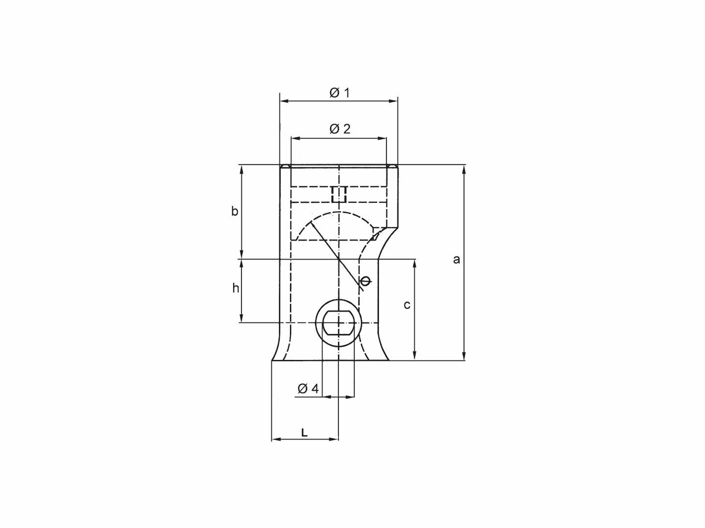 Toppdel for tippkule 3 veis Ø100mm type 1 (rett) - 030931.00