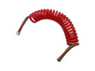 Spiralslange  PU 4,5m   rød  - Stræk l/ 5,5 m. arbejds l/4,5  m.   - 24 små viklinger / M16x1,5