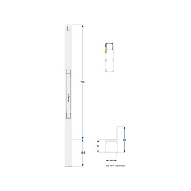 Forstolpe alu 700mm K30 venstre