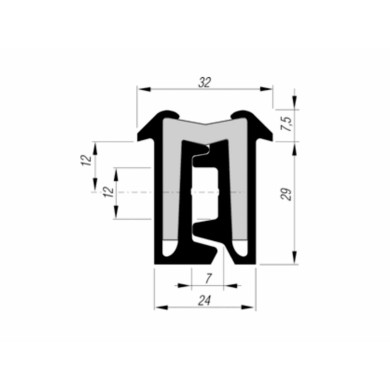 Poliall hængsel 2700x29mm, type Tila - 27stk. ø6,5 montagehuller. - Eloxeret aluminium