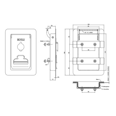 Indbygningslukker m/låsecyl og pakning  - nøgle no. 8020