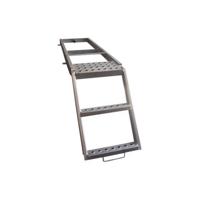 Udtræks stige m/2 trin og platform - Højde 570mm, platform/trin 235mm  - Zink galvaniseret