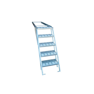 Udtræks stige m/5 trin og platform, varm-galv - Sidste trin er i niveau med monteringshøjden