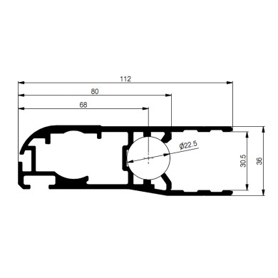 Dørprofil f.gum 3.300mm indv 30,5mm anod