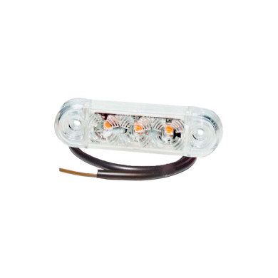 Positionslygte 24V LED ProSlim m/klart glas 5000mm kabel - 65x18mm, højde 10mm, CC48mm - ECE-godkendt, ADR godkendt IP6K9K