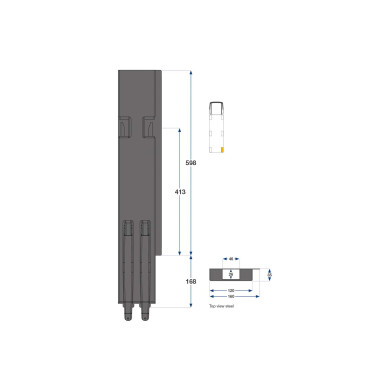 Bagstolpe, b.d., højre K5 600 mm. Grundet