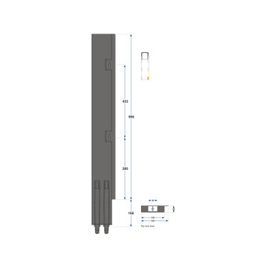 Bagstolpe, b.e., højre K5 1000 mm. Grundet