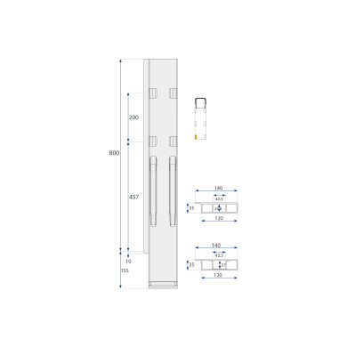 Bagstolpe K20 800mm microgalv BE højre