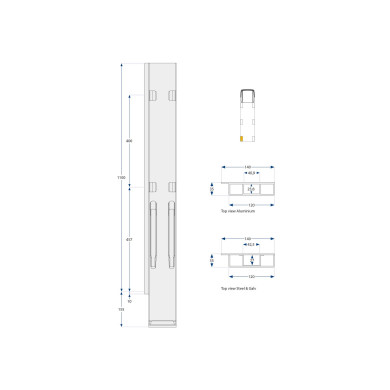 bagstolpe K20 1000mm microgalv BD venstre