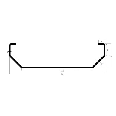 Netkasse 2500x550mm m/kantprofil, Anodiseret