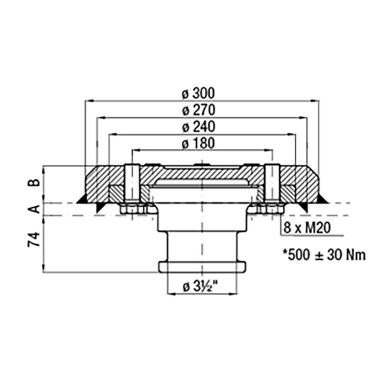 Kongetap/Kingpin 3 ½" for 16 mm plade-komplet