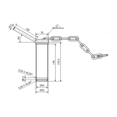 Bolt 45 mm for kranlås - 8125