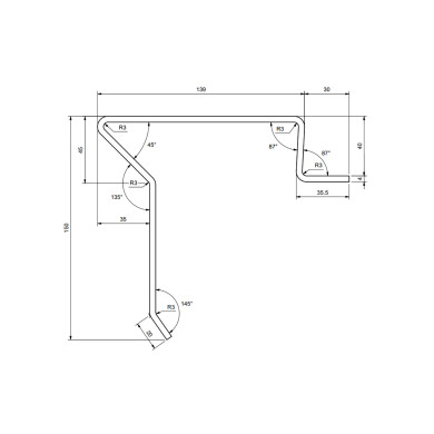 Kantprofil 4mm/40 mm 7000mm rå
